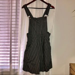 Xhilaration Grey Striped Overall Bib Dress